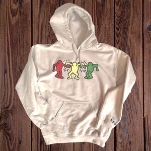 KEITH HARING Wearable Art Arms United Cream Ivory Hoodie S